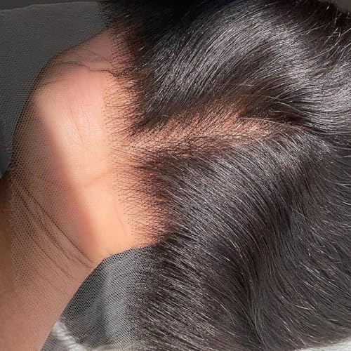 13x6 Skinlike Real HD Lace Frontal Only Straight Ultra Thin Invisible Lace Virgin Human Hair Front Pre Plucked Natural Hairline Sew In Frontal Closure Piece 16 Inch Natural Black