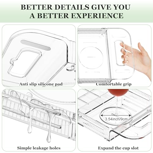 Expandable Drain Bath Caddy Tray for Tub, YOCOMEY Multifunctional Acrylic Bathtub Tray Bathroom Organizer, Simple Bathtub Table Trays Storage Rack for Candle Towel Book Wine Phone Shower(Clear)