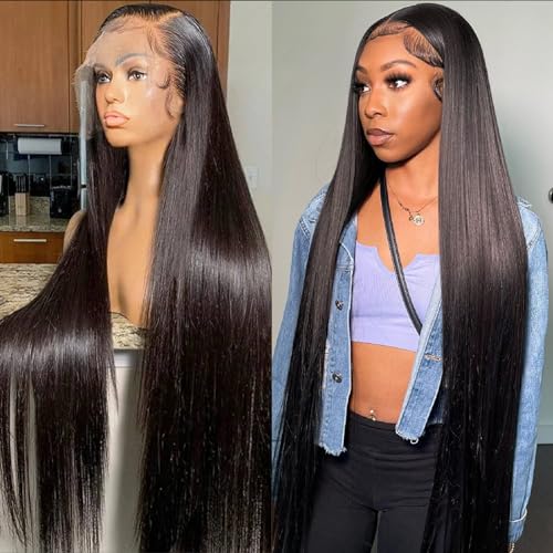 13x6 lace front wigs human hair 34 Inch Pre Plucked 200 Density HD Transparent Lace Front Wigs Human Hair Straight Lace Front Wigs With Baby Hair