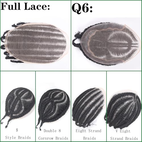 Afro Braids Male Hair Prosthesis Eight Strand Braids Toupee for Men and Women Breathable Full Lace 100% Human Hair Wig Black Color