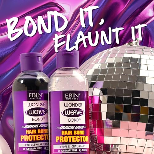 EBIN NEW YORK Wonder Weave Bond Hair Protector (Clear) 3.38 Fl Oz ? Quick Dry Protective Shield for Quick Weave ? Lightweight, Rosemary Mint & Biotin Infused, Breathable Formula