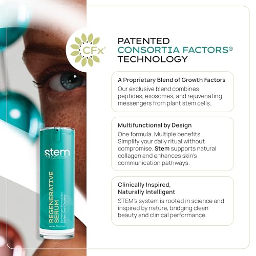 STEM Natural Intelligence Skin and Face ReGenerative Serum for Women, Facial Moisturizer Skin Care Peptides Serum, Luxury Face Moisturizer for Women, Hydration Serums, Antioxidant Support Serums, 1 oz