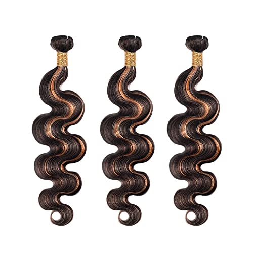 Ombre Body Wave Bundles Human Hair Brown Bundle 28 30 32 Inch Peruvian Virgin Hair Two Tone Color #1B Mixed With Color #30 Hair Extensions