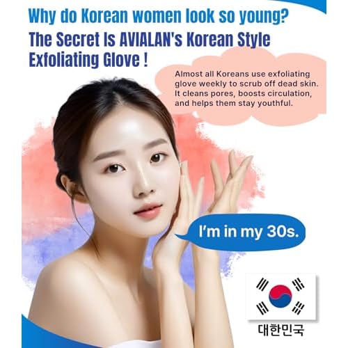 Exfoliating Glove loofah Korean Skin Care face Lip Body Scrub Body wash Dry Brushing Body Brush Bath Towels Foot Back Scrubber scrubbing Bathing Sponge Remover Gloves (Green)