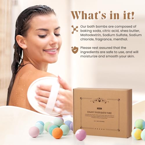 Bath Bombs Set, 40 pcs Natural Shea Butter & Safe Oil Bath Bomb for Skin Moisturizing, Handmade Bubble Bath & Fizzy, Ideal Presents for Women (2 Sets)