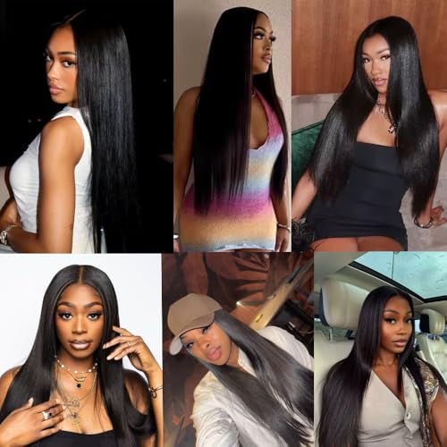 12A Straight Bundles Long Human Hair Bundles Brazilian Virgin Straight Weave 4 Bundles Natural Black Human Hair Bundles Deals Remy Human Hair Extensions for Black Women (22 24 26 28 Inch)