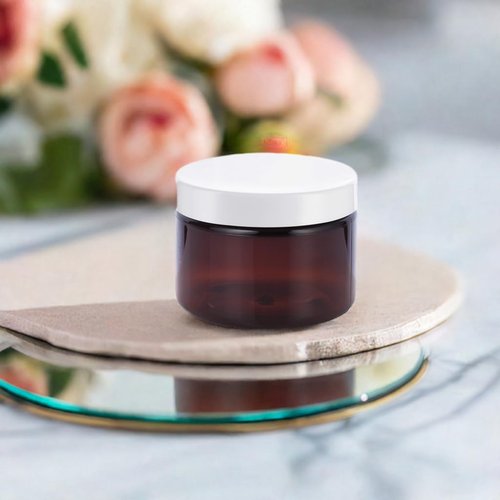 (12 pack) 3 oz Amber PET Plastic Refillable Jar with White Lid