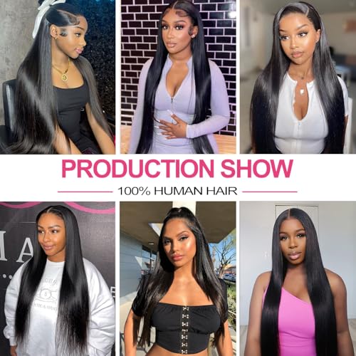 12A Straight Bundles Human Hair 22 24 26 Inch 100% Unprocessed Brazilian Virgin Hair Bundles Straight Hair 3 Bundles Weave Bundles Human Hair Extension