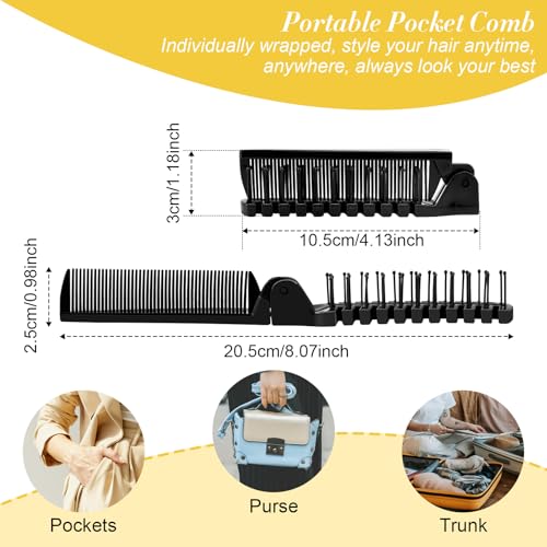 HOFASON 120 Pcs Travel Folding Comb in Bulk, Individually Wrapped Foldable Hair Brush Travel Pocket Mini Hair Comb & Makeup Comb for Women Men Girls Homeless Hotel Shelter Nursing Home Charity Church