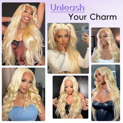 Blonde Wig Human Hair 613 13x6 Lace Front Wig Human Hair 200% Density Blonde Lace Front Wigs Pre Plucked With Baby Hair Body Wave 613 HD Lace Frontal Wigs 36 Inch