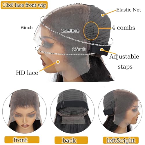 Straight Wigs Human Hair 13x6 Lace Front Wigs Human Hair Straight Wig Pre Plucked 200 Density HD Transparent Lace Frontal Glueless Wigs for Women Replacement Wigs (28 Inch)