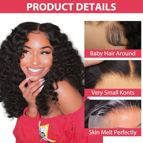 13x4 HD Lace Front Loose Wave Wig Human Hair 250% Density 15A Wet and Wav Frontal Wigs Human Hair Pre Plucked with Baby Hair Bouncy Loose Curly Glueless Frontal Wigs Human Hair For Black Women 20Inch