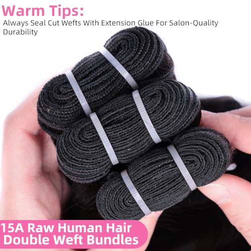 15A Raw Bundles Human Hair 18 20 22 Inch Straight Bundles Human Hair 100% Unprocessed Virgin Straight Weave 3 Bundles Quick Weave Hair Extensions Natural Black Color