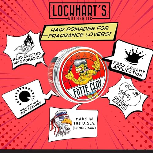 Lockhart¡¯s F?tte Clay - Pomade For Men (3.4oz) ? All-Day Hold, Natural Finish, Insane Texture and Volume ? Smooth, Easy Application - Wicked Hold Without The Crunchy Hair ? Sandalwood Scent