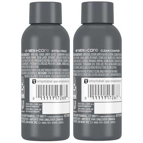 DOVE MEN + CARE Body & Face Wash Variety 2-Pack ??Extra Fresh + Clean Comfort, Travel Essentials, 3 Oz Ea