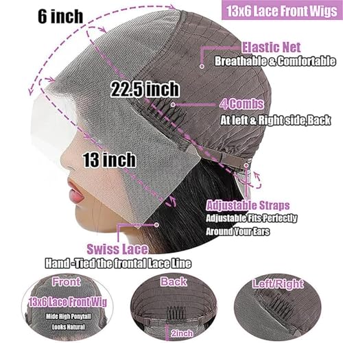 32 Inch Body Wave Lace Front Wigs Human Hair 200 Density 13x6 HD Lace Frontal Wigs Human Hair Glueless Full Lace Front Wigs Pre Plucked Body Wave Wigs for Women Natural Black