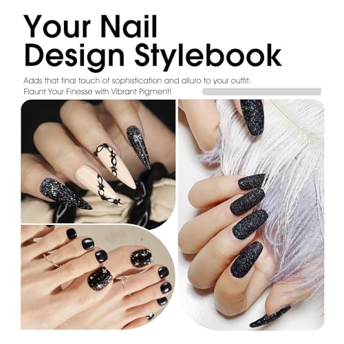 CANNI Glitter Gel Nail Polish ? 1pcs 9ml Black Color, Diamond Glitter Series, Soak Off UV LED Gel Nail Polish for DIY Nail Art, Salon or Home Manicure