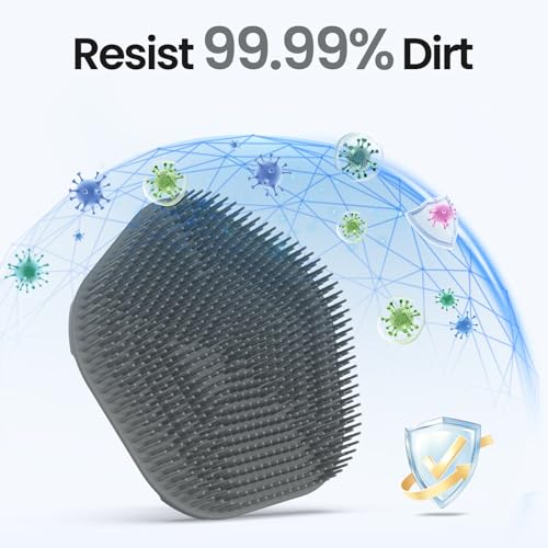 Silicone Body Scrubber Redfly Back Scrubber for Shower, Exfoliating Body Brush, Rubber Massage Loofah for Men and Women, Effective Skin Cleaner and Exfoliator, Bath Scrub for Deep Cleaning (Grey)