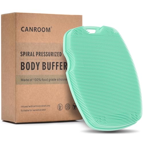 Silicone Body Scrubber - Anti Zinc Infused-Highly Elastic Bristles Exfoliating Body Scrubber for Shower Body,Cellulite Reduction,Blood Circulation - Green