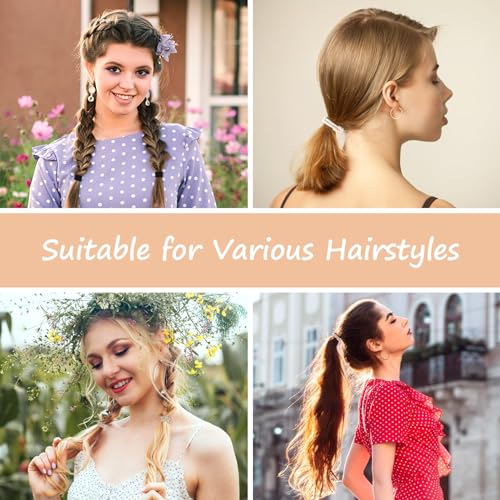 Boho Hair Ties, 20 PCS of 4 Styles Cute Bands for Thick or Thin Hair, No Damage Elastic Bracelets, Brown Hair Accessories for Girls and Women