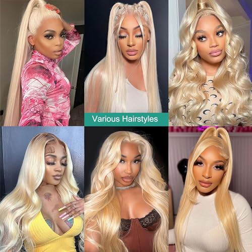 OYM Highlight Lace Front Wig Human Hair Body Wave Ombre Honey Blonde 13x6 HD Lace Frontal For Women Ombre Lace Front Human Hair Wigs 180% Density Colored 20 Inch Highlight Lace Wigs