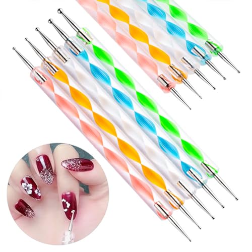 Silicone Sculpture Pen and Dotting Tool 10 Pcs Kit Double End Brushes for Nail Art Salon or at Home