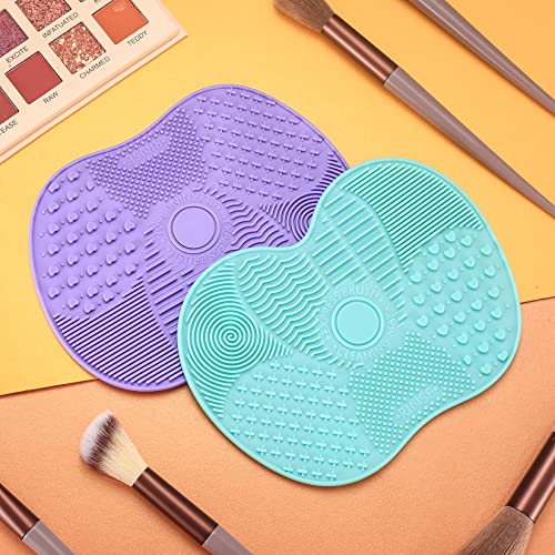 4 Pcs Silicone Make Up Brush Cleaning Mat, Makeup Brush Cleaner Mats, Cosmetic Cleaning Pads, Portable Washing Tool with Suction Cup for Makeup Cosmetic Brushes