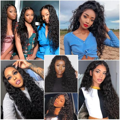 Human Hair Bundles Water Wave Brazilian Virgin £¨20 22 24 26£©12A Grade 100% Unprocessed Human Hair Extensions Water Curly Wave 4 Bundles Deals Double Weft Human Hair Natural Color for Black Women