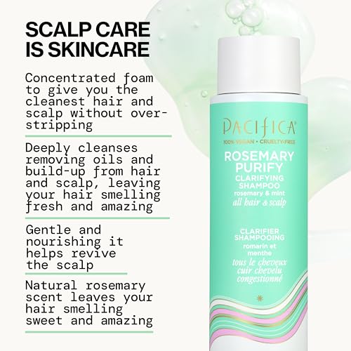 Pacifica Shampoo & Conditioner Set ? Rosemary Purify Invigorating Set with Cooling Mint for Clarifying and Detoxing, Sulfate-Free, Vegan & Cruelty-Free, 12 oz & 8 oz (Set of 2)