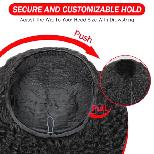 250% Density Kinky Straight Drawstring Half Wig Upgrade 3 In 1 Half Wigs With Drawstring Seamless Clip Ins Flip Over Human Hair Headband Wigs No Lace Glueless Wear And Go Wig Beginner Friendly 20 Inch