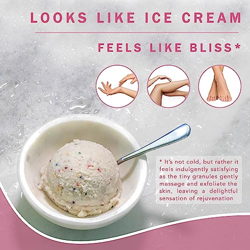 Ice Cream Scrub, Clean Exfoliating Sugar Scrub with Whipped Shea Butter Scrub & Nourishing Oils, Gentle & Moisturizing Sugar Scrub, Fights Dryness and Locks in Hydration, Cake Scent 200ml
