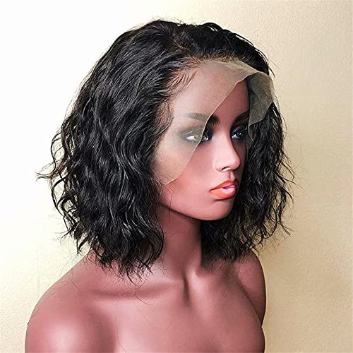 Short Bob Wigs Water Wave Lace Front Human Hair Wig 13x4 HD Lace Loose Wave Remy Bob Wigs Preplucked With Baby Hair Deep Hairline Bleached Knots Remy Wavy Invisible Lace Virgin Bob Hair Wig 12"