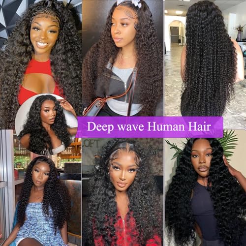 250% Density 38 Inch Deep Wave Lace Front Wigs Human Hair 13X6 HD Lace Frontal Curly Human Hair Wig Fluffy Natural Pre Plucked Wet And Wavy Wigs for Black Women Girl
