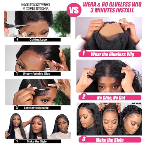 SENSAIRUITE 30 Inch Glueless Wigs Human Hair Pre Plucked Pre Cut 13x4 HD 180% Density Curly Human Hair Wig Wear and Go Glueless Wig Deep Wave Lace Front Wigs Human Hair Frontal Wigs for Women