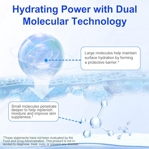 100% Pure Hyaluronic Acid Powder for Face & Joints, Dual Molecular Weight for Deep Hydration, Anti-Aging, DIY Serum Ingredient, Fragrance-Free, Vegan, 1 Scoop = 1 Bottle of Essence, 3.52 Oz
