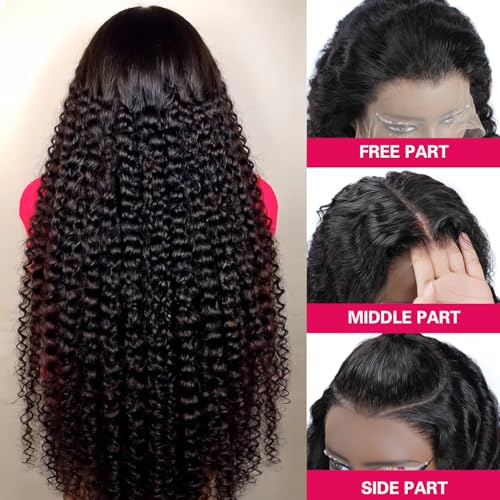 28 Inch 13x6 Deep Wave Lace Front Wigs Human Hair 180% Density HD Lace Front Wigs Human Hair Pre Plucked Natural Color Glueless Wig 100% Virgin Lace Front Wigs for Women