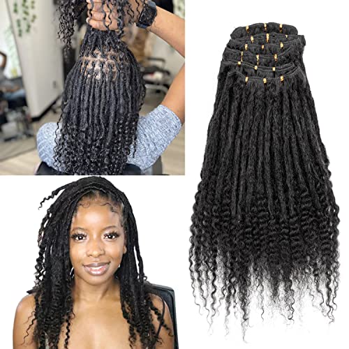 Originea 0.6cm Thickness 100% Real Human Hair Dreadlock Extensions curly ends Handmade Permanent loc Extensions Bundles Can Be Dyed Bleached Curled Twisted (1B#, 14 Inch 60 Strands)