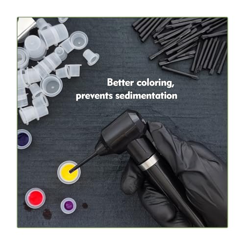 Rayyl Tattoo Ink Mixer Kit - Include Tattoo Ink Mixer Machine with 100pcs Ink Mixing Sticks Black Electric Pigment Mixer Color Mix Tool Ink Agitator for Ink Mixer Tattoo Supplies...