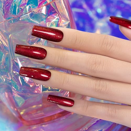 RARJSM Chameleon Gel Nail Polish Black to Red Multichrome Chameleon Color Changing Glitter Chrome GelPolish Curing Requires Sparkle Shimmer Nail Gel Varnish Soak Off DIY at Home Salon 15ml