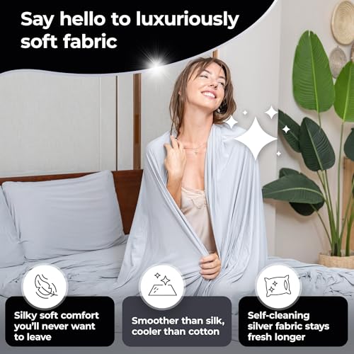 Silvery Restcool¢â Silver Infused Bed Sheets Set - Award-Winning Self-Cooling Fabric for Hot Sleepers with Self-Cleaning Silvery Technology¢â That Stays Fresh 3X Longer (Gray, Full)