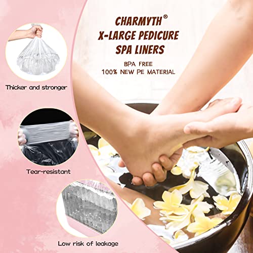 Pedi Guard Bath Liners, Disposable Pedicure Liners, Spa Footsie Clear Pedi Guard Bath Liners for Foot Bath/Spa/Massage Thick Elastic (Bag (XL))