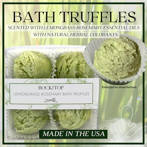 | 6 Lemongrass Rosemary Self Care Gifts for Women, Aromatherapy Epsom Salt Bath Soak, Lavender Soap, Bath Bombs, Bath Salts with Plant Based Loofa Dry Brushing Body Brush Gift