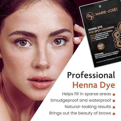 Marie-Jos? & Co Henna Make-Up Coloring Set - Professional Henna Powder for Spot Coloring - Good for 50 Applications (Medium Brown)