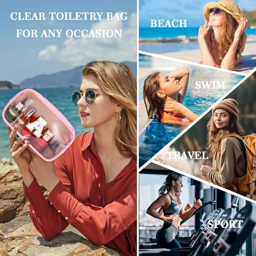 YOOLIFE Graduation Teacher Gifts Initial Clear Makeup Bag Birthday Gift Travel Toiletry Preppy Cosmetic Bags Birthday Gift for Girls Kids Travel Essentials Clear Toiletry Bag A