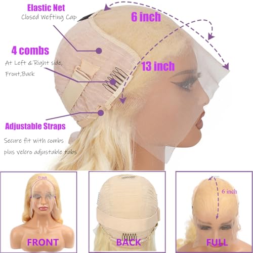 30 Inch 613 Blonde Wig Human Hair 180% Density 13x6 Body Wave Lace Front Wigs Human Hair Glueless Wigs Pre Plucked With Baby Hair (30 inch, 613 Blonde Wig)