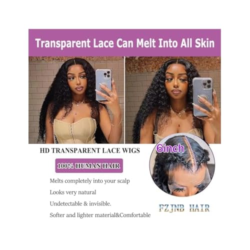 28 Inch Water Wave Lace Front Wigs Human Hair 180 Density 13x6 HD Lace Front Wigs Human Hair Pre Plucked Deep Curly Glueless Wigs Human Hair for Black Women (13x6 water wave front wigs, 28 Inch)