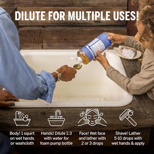 Dr. Bronner's Pure-Castile Magic Liquid Soap - Made with Regenerative Organic Certified Oils- 18-in-1 Uses for Face, Body, Hand, Hair, Laundry & More- Vegan, Non-GMO- Body Wash- Peppermint,32oz