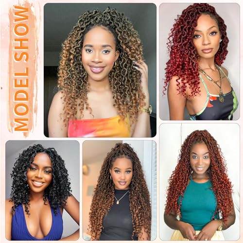 Wodun Goddess Locs Crochet Hair 18inch, 8 packs Faux Locs Crochet Hair,Pre-looped Crochet Hair with Curly Ends, River Locs Crochet Hair For Black Women (18 Inch (Pack of 8), 1B)