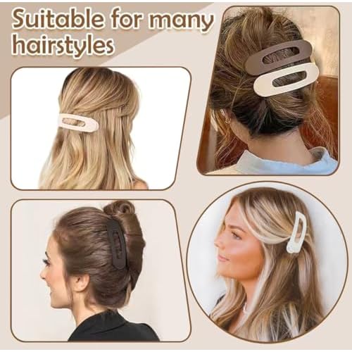 5 PCS Flat Hair Clips, Medium Lay Flat Claw Clips for Women Girls, Stylish Matte Non-slip Hair Claws for Thick Thin Hair(Black&Navy)