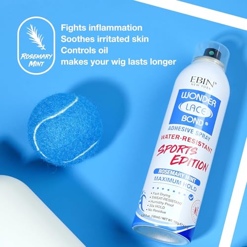 EBIN NEW YORK Wonder Lace Bond Melt Spray 2.7 Fl Oz Sports Edition ? Maximum Hold ? Melting Spray For Lace Wigs ? Seamless Wig Application for Active Lifestyles and Daily Wear - Rosemary Mint + Biotin